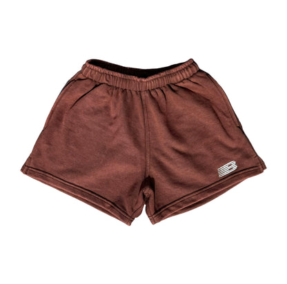 B Logo Shorts - Acid Wash Brown